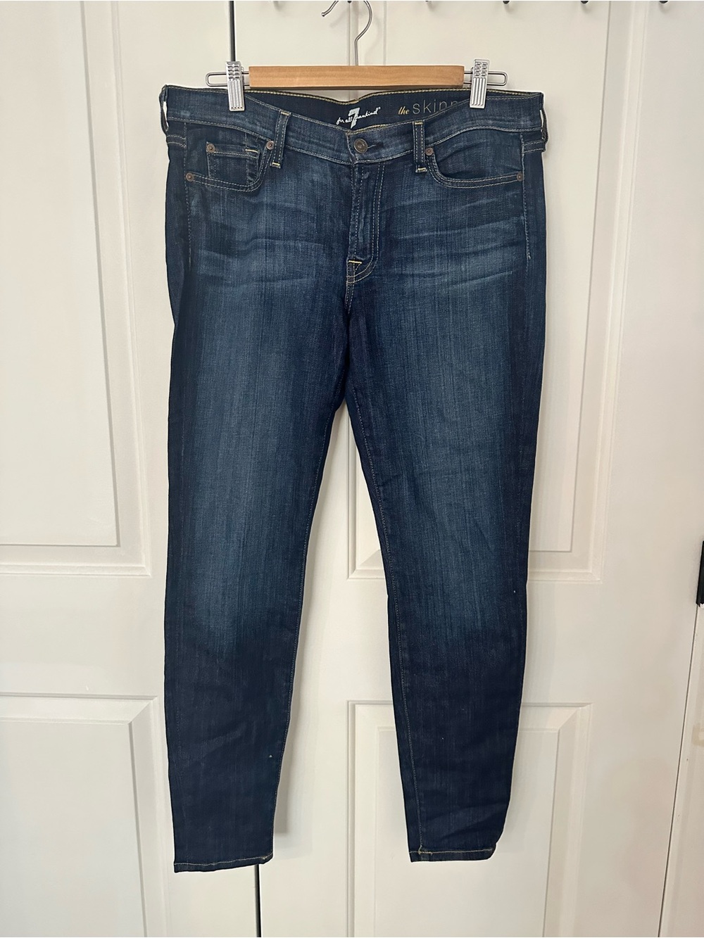 7 For All Mankind Skinny Jeans - Dark Wash Blue